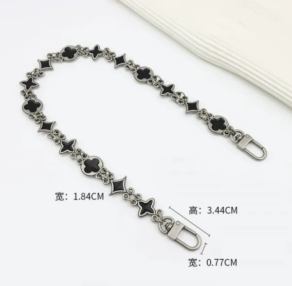 Louis Vuitton Monogram Flower Chain Strap Black Silver Accessories - 1