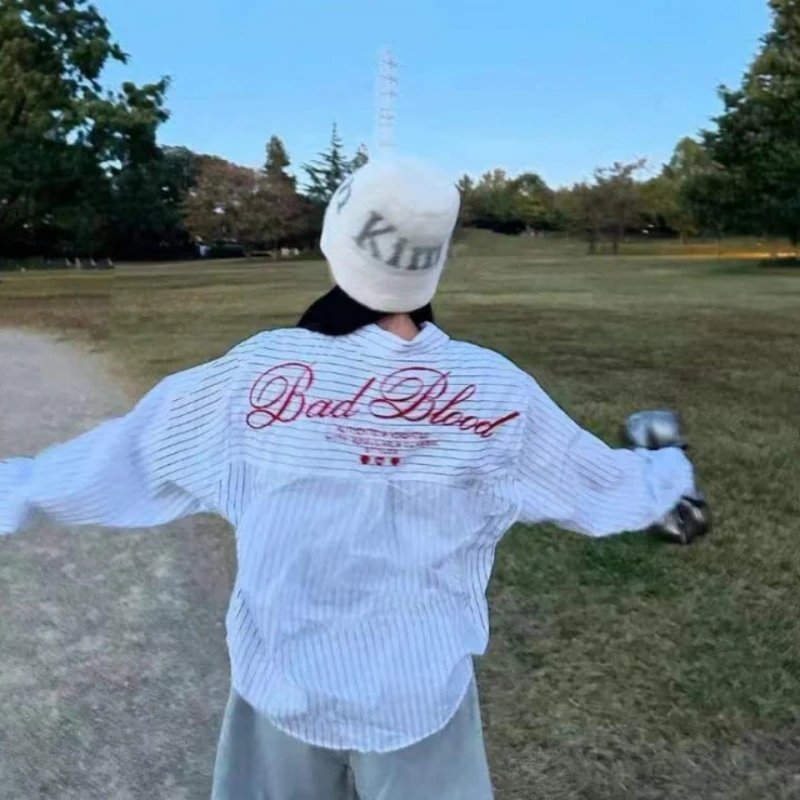 White Striped Long Sleeve Shirt with 