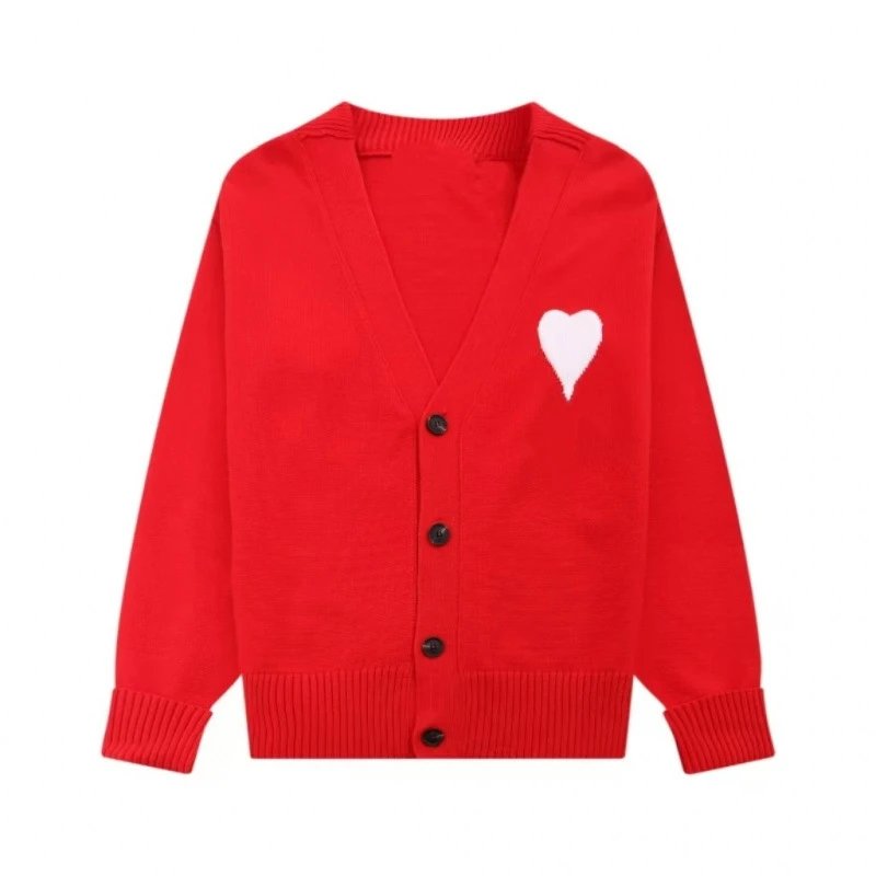 Red with a white heart【A 05 Jacquard cardigan】 SKU image