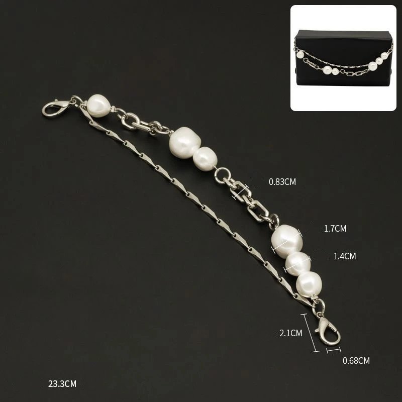 Pearl-Embellished Chain Strap Accessory for Clutch Bag - 1