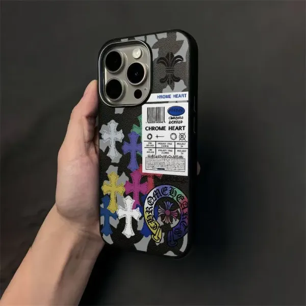 Chrome Hearts x iPhone Case Multicolor Cross Print Phone Case - 5