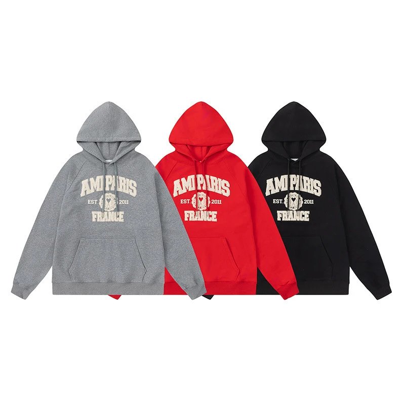 Amparis Grey Red Black Hoodie Sweatshirt