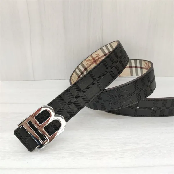 Burberry Check-Print Leather Belt Black - 1