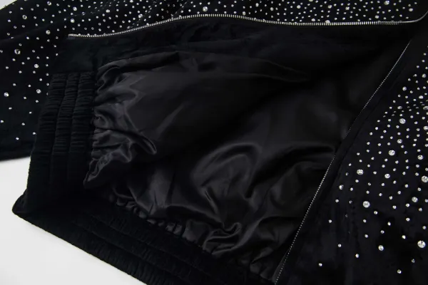 Gucci Horsebit Crystal-Embellished Velvet Jacket Black - 12