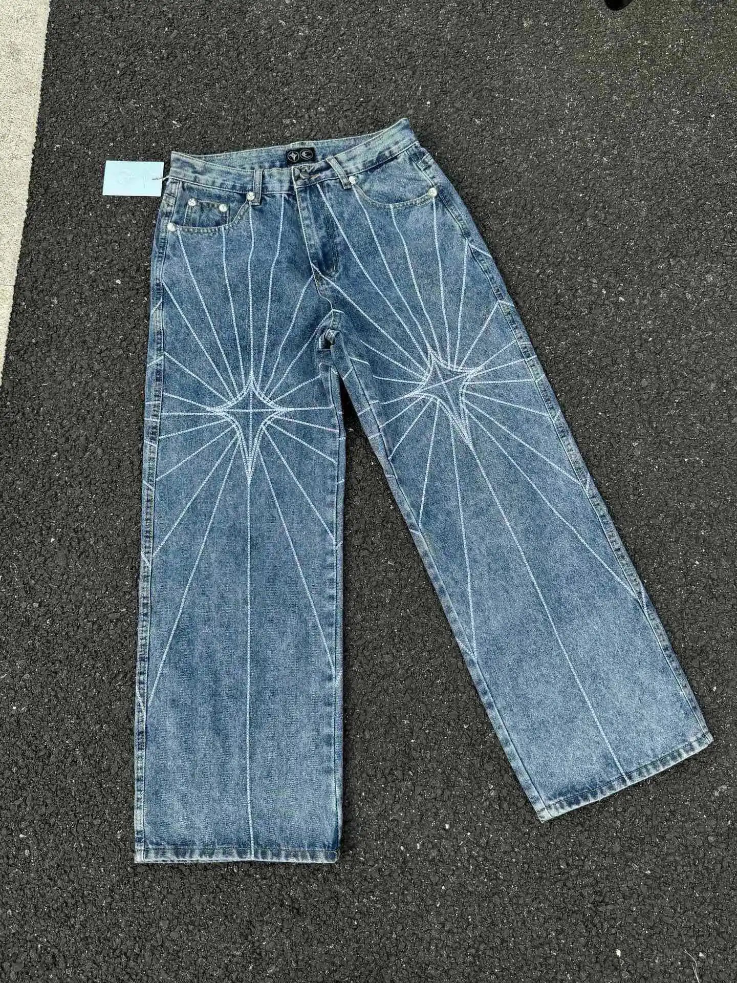 Thu*gClub组合系列中腰宽松牛仔裤男女同款潮牌休闲百搭