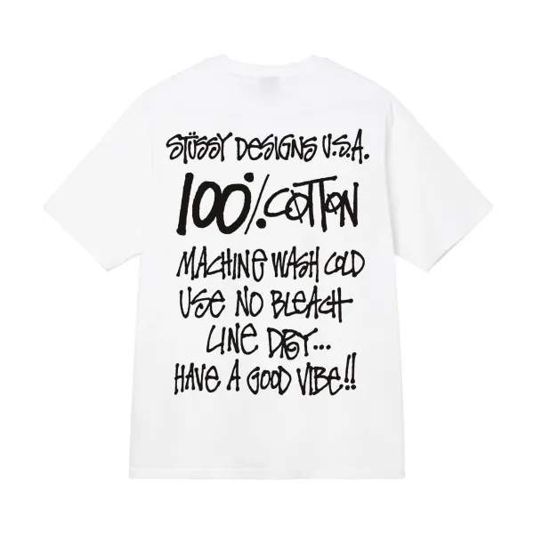 Stüssy Designs U.S.A. 100% Cotton Care Instructions Graphic T-Shirt - 1