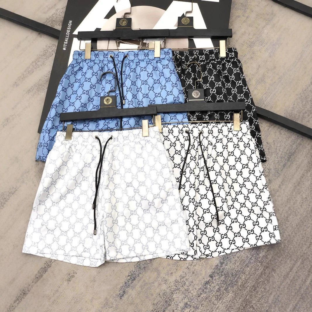 Gucci Patterned Shorts in Blue, Black, and White
