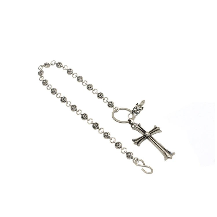 Chrome Hearts Silver Cross Chain Keychain