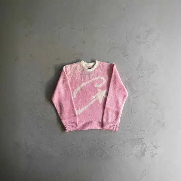 Design Pink Star Motif Knit Sweater - 1
