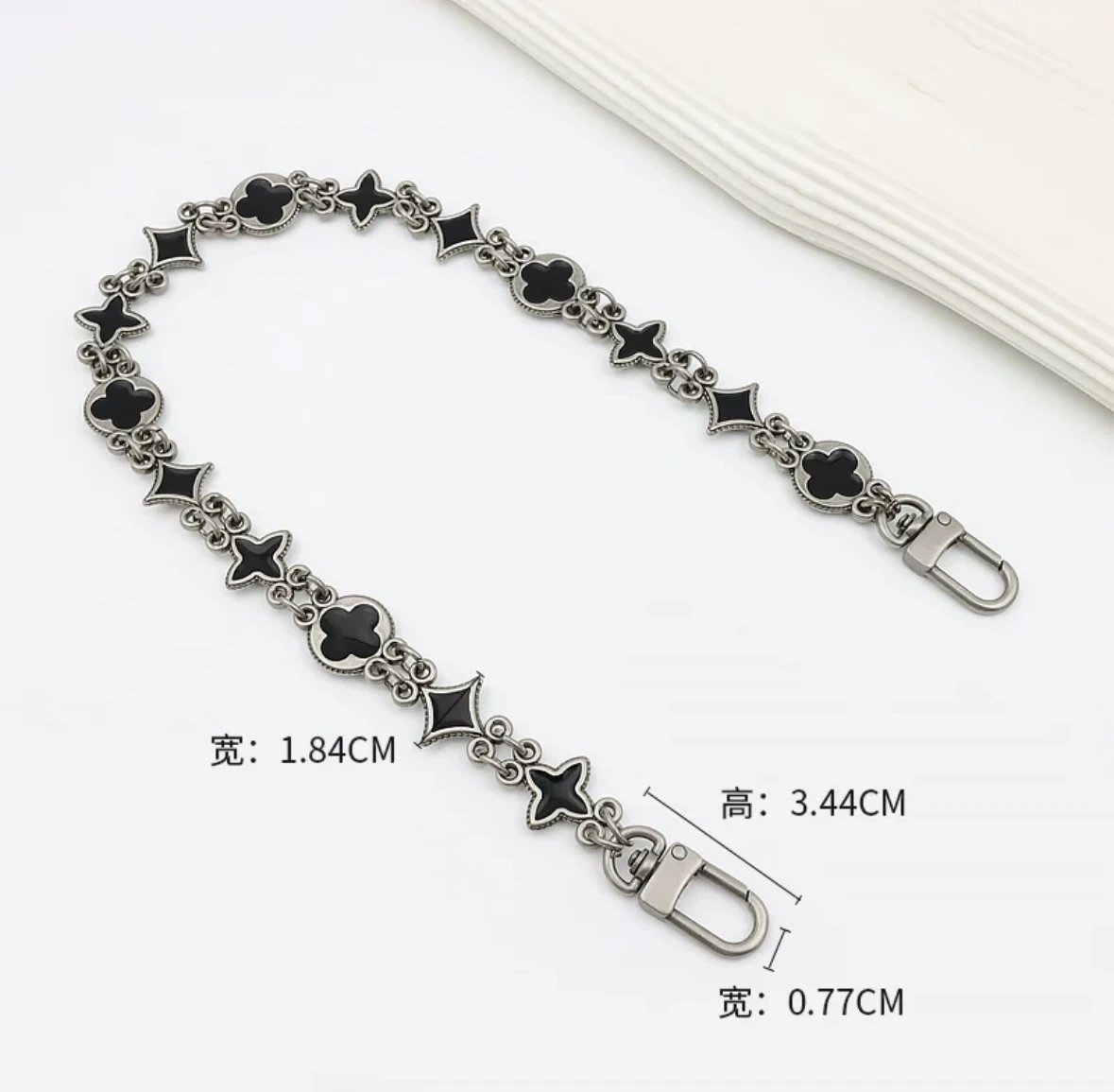 Louis Vuitton Monogram Flower Chain Strap Black Silver Accessories - 1