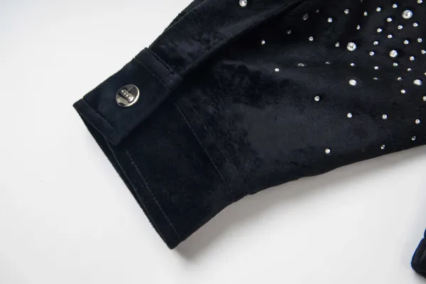 Gucci Horsebit Crystal-Embellished Velvet Jacket Black - 14