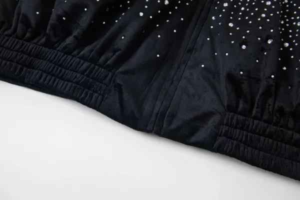 Gucci Horsebit Crystal-Embellished Velvet Jacket Black - 15