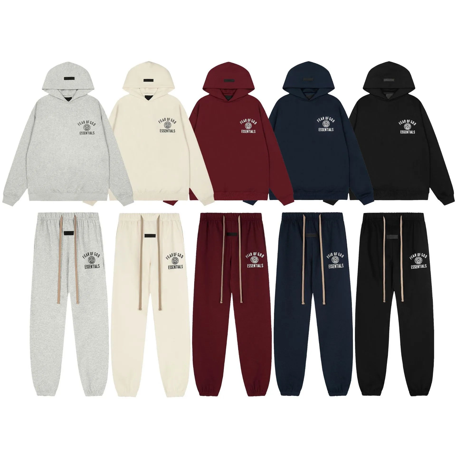 New Streetwear Hoodie for Men and Women ESS Black Letter Flocking