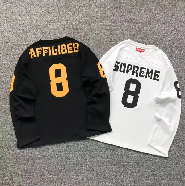 Supreme Football Jersey Black/White/Olive/Red Long Sleeve Shirt - 39