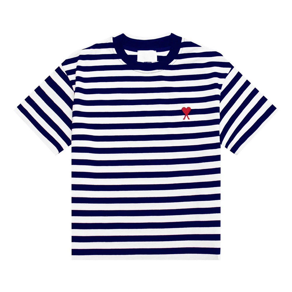 AMI Small Heart Striped T-Shirt photo 3