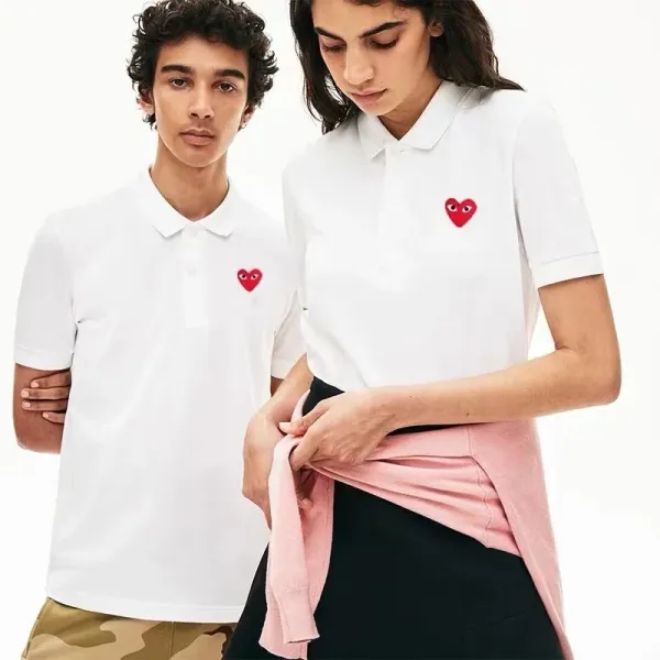 Comme des Garçons Play Red Heart Gray Polo - 6