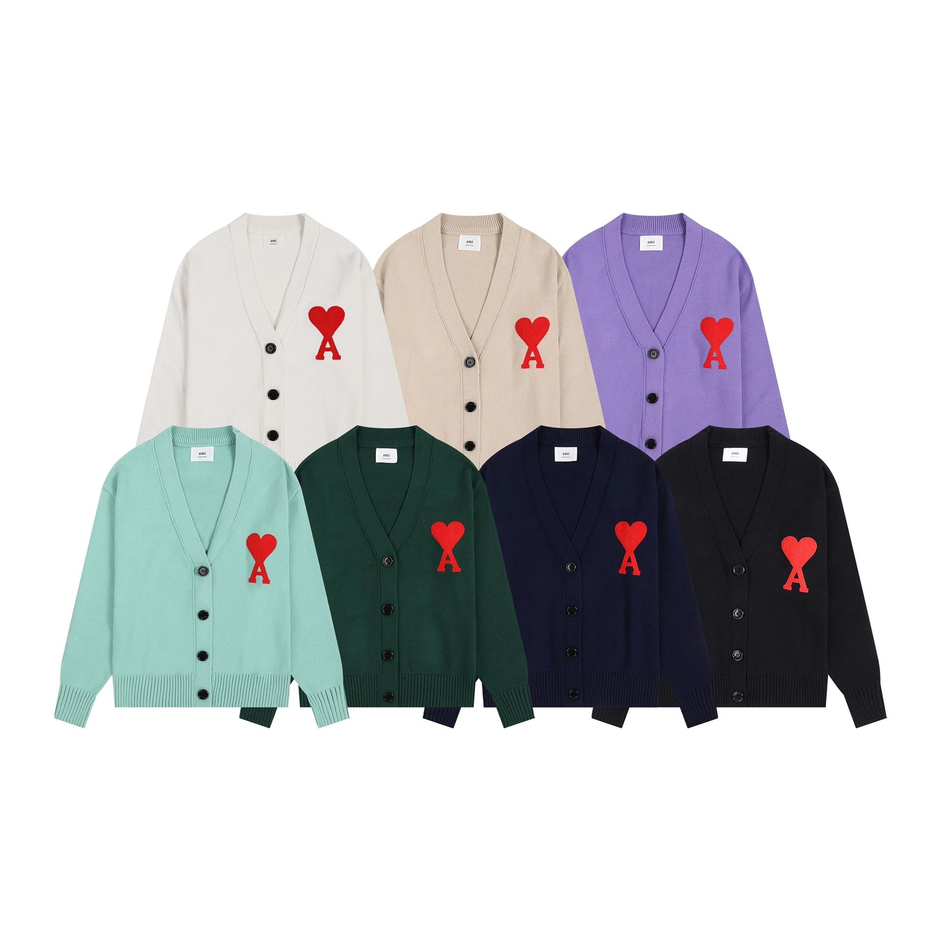 AM1 Red Heart V-Neck Cardigan Sweater
