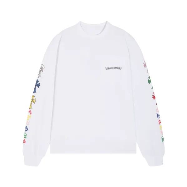 Chrome Hearts Rainbow Cross Long Sleeve T-Shirt White - 1