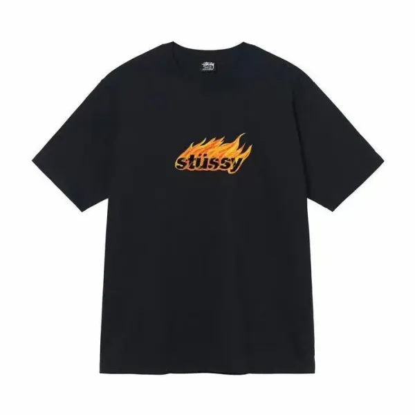 Stüssy Flame Logo Black T-Shirt - 1