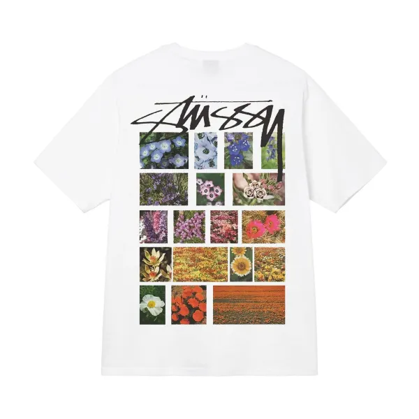 Stüssy Floral Grid White T-Shirt - 1