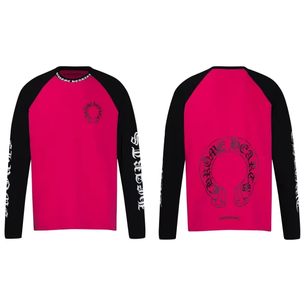 Chrome Hearts Raglan Long-Sleeve T-Shirt Pink and Black - 1