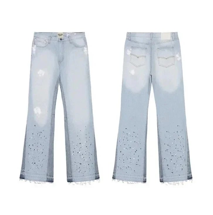 /Speaker splashed ink graffiti splicing hole casual loose jeans