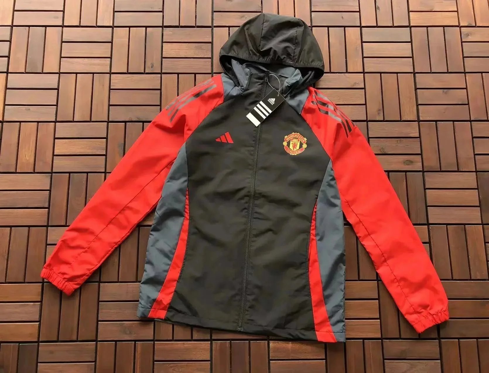 Adidas Manchester United Windbreaker Jacket Black Red - 1