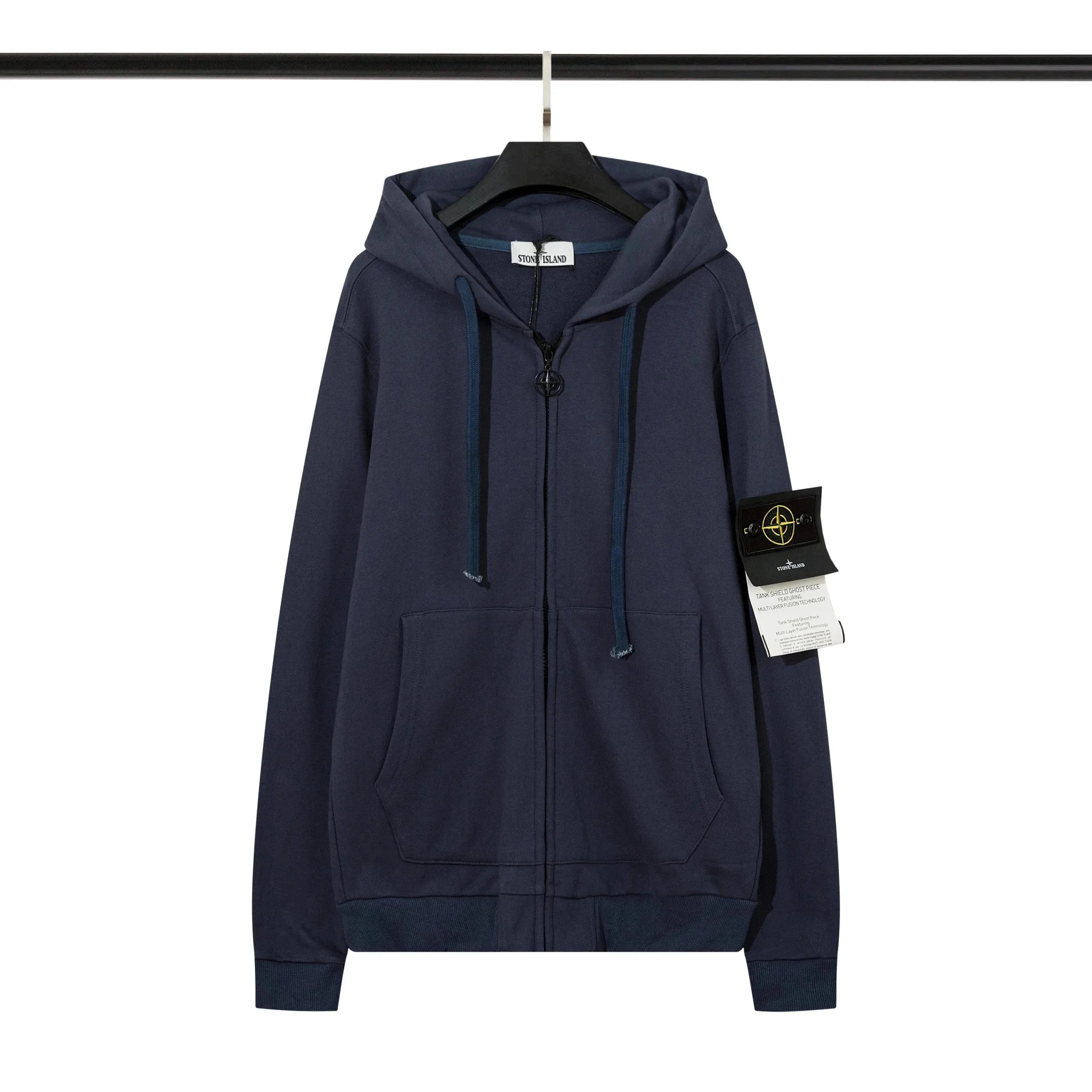 Stone Island Tank Shield Ghost Piece Navy Full-Zip Hoodie