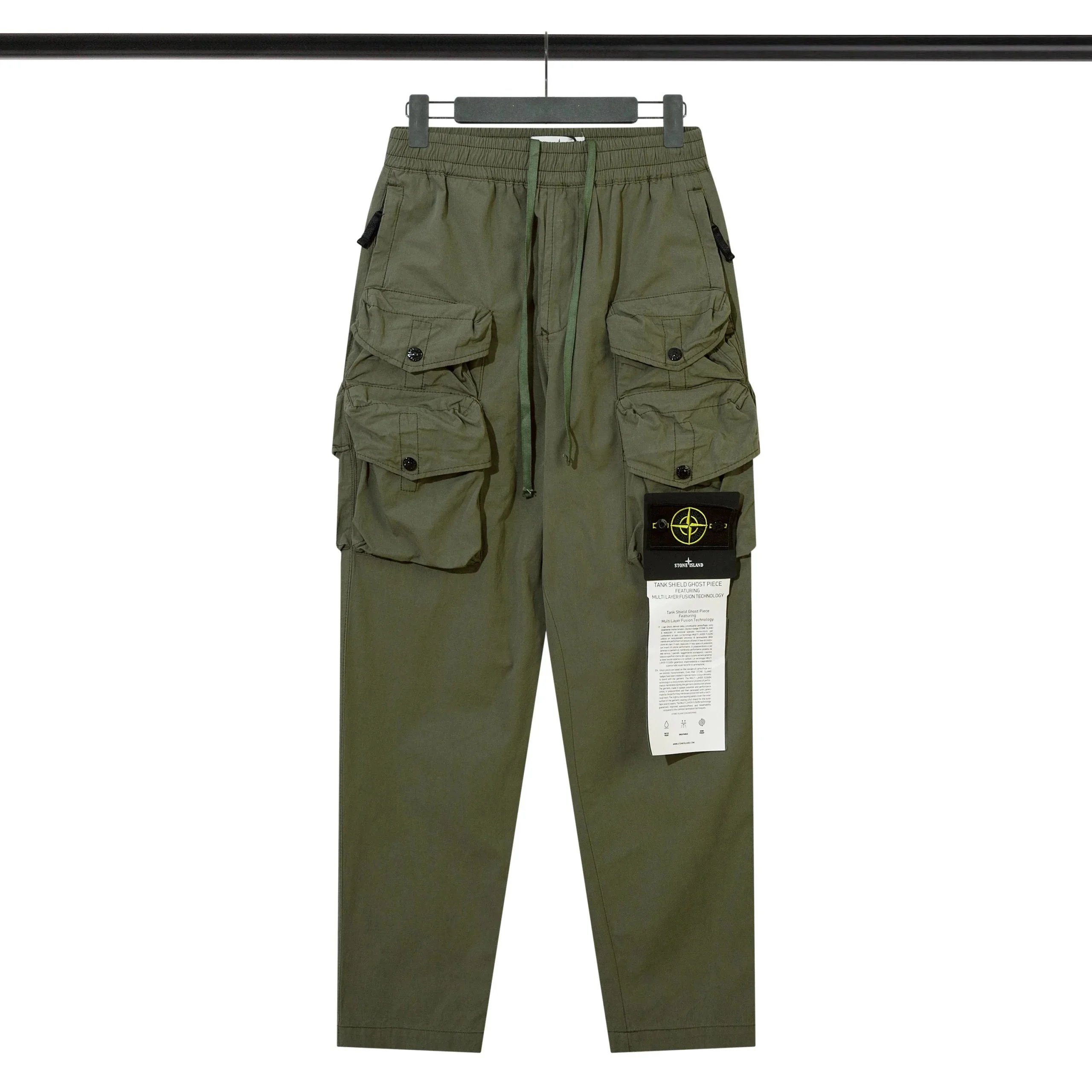 Stone Island Tank Shield Ghost Piece Army Green Cargo Pants - 1