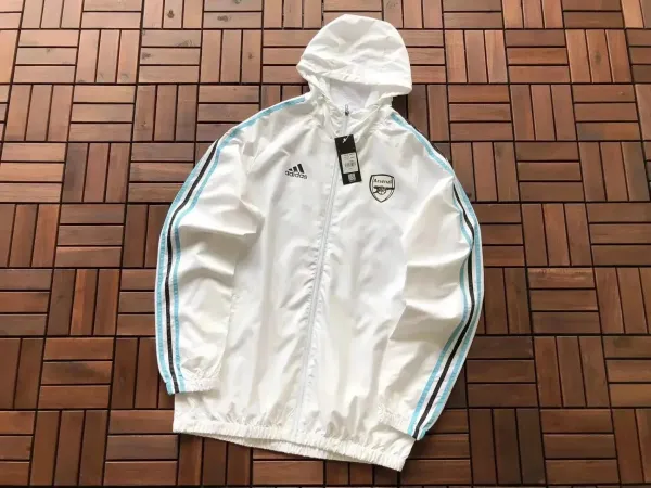 Adidas Arsenal Windbreaker White with Light Blue Stripes - 1