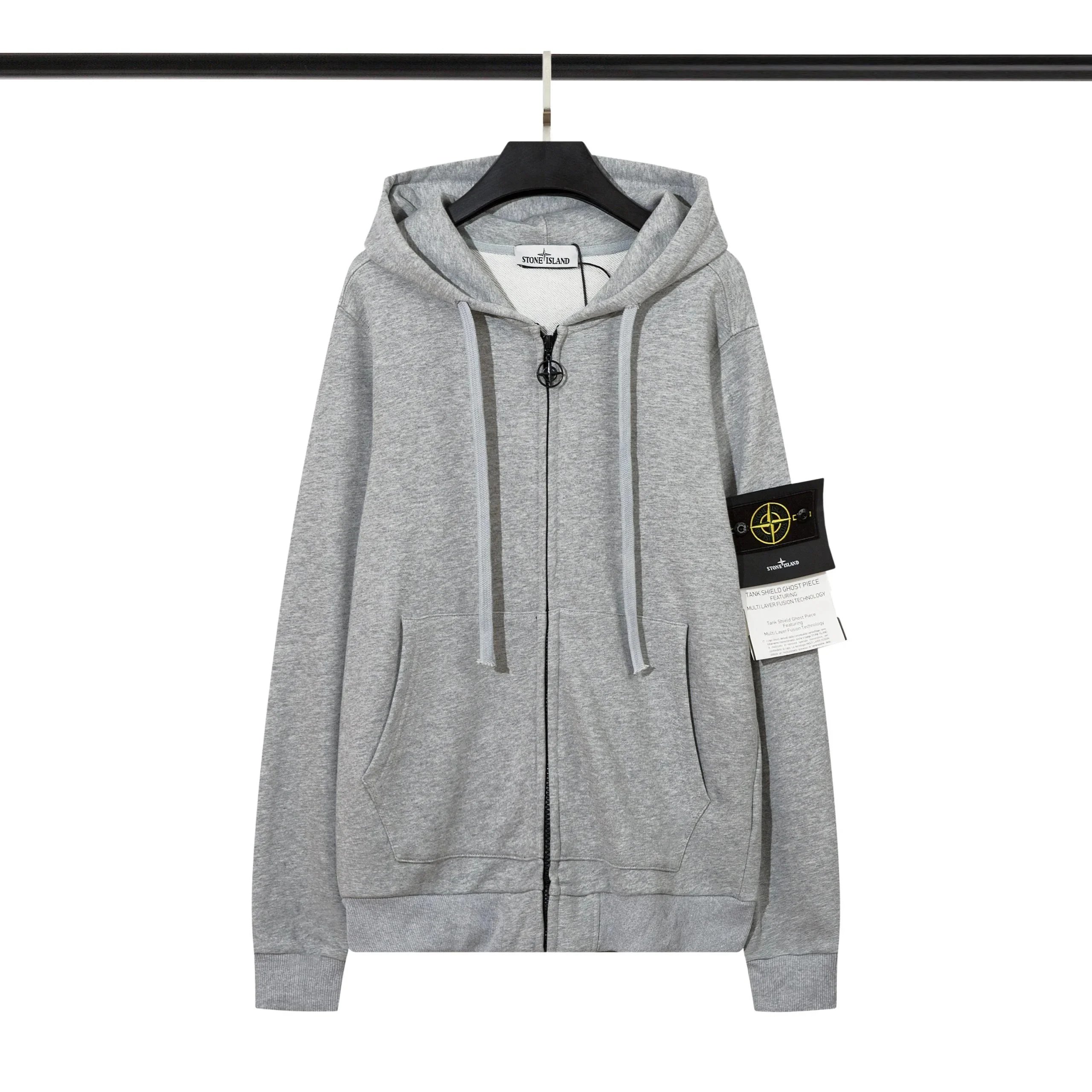 Stone Island Tank Shield Ghost Piece Gray Full-Zip Hoodie