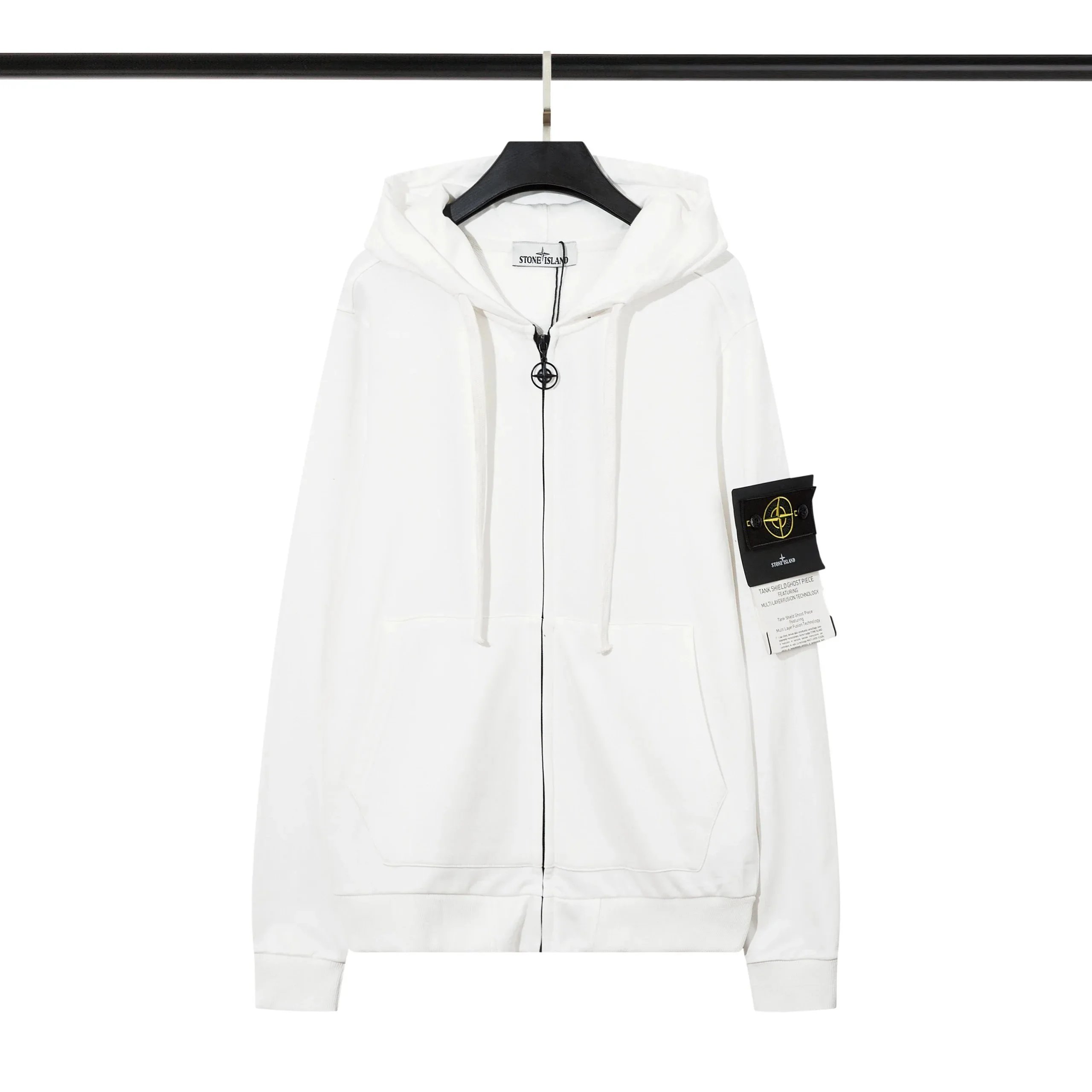 Stone Island Tank Shield Ghost Piece White Zip-Up Hoodie