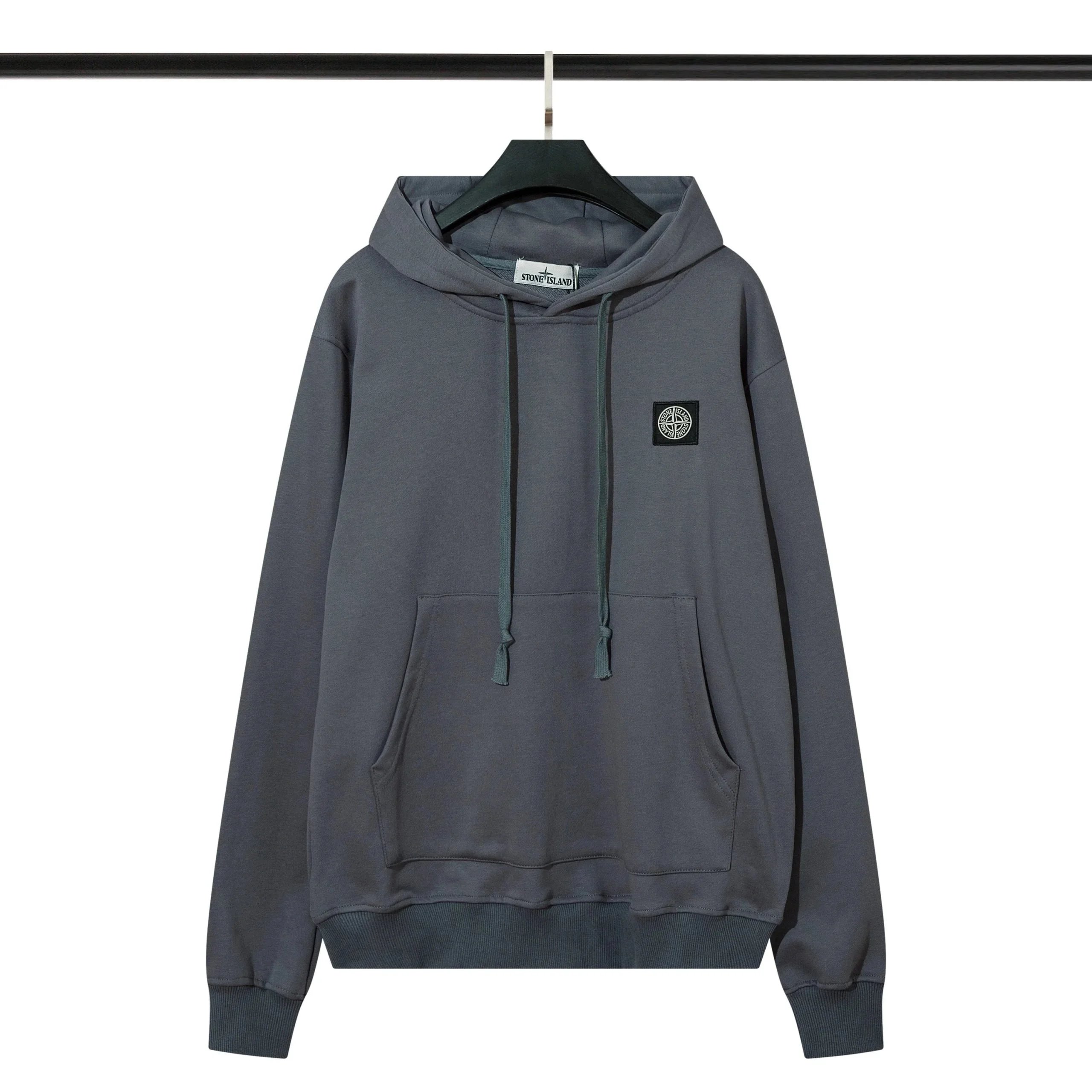 Stone Island Logo Patch Hoodie Gray