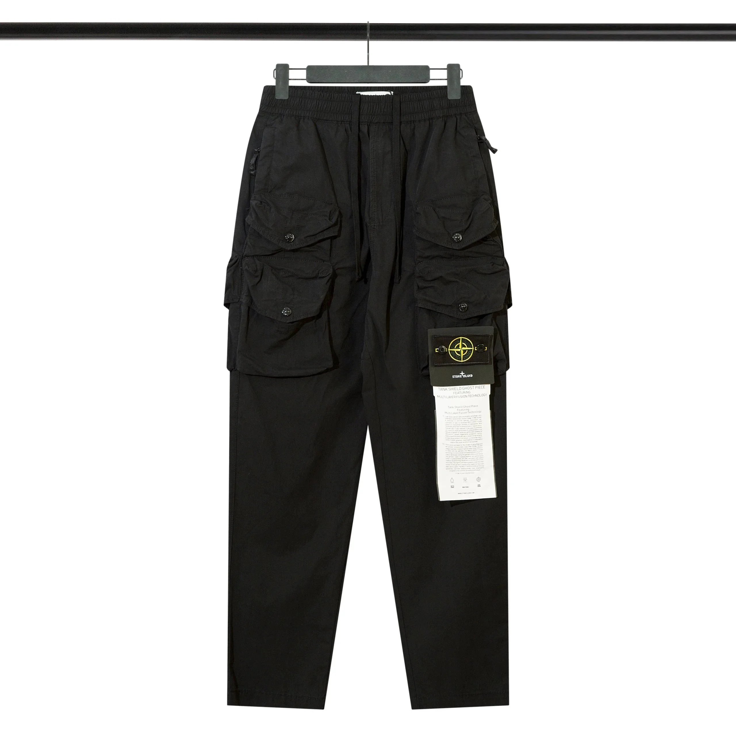 Stone Island Tank Shield Ghost Piece Black Cargo Pants - 1
