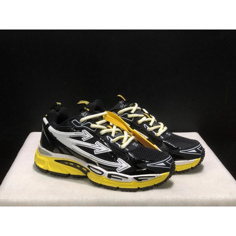 Unbranded Sneakers Chunky mesh with three-arrow side overlays — Black and yellow