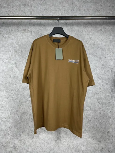 Balenciaga Logo Wave T-Shirt Khaki - 1