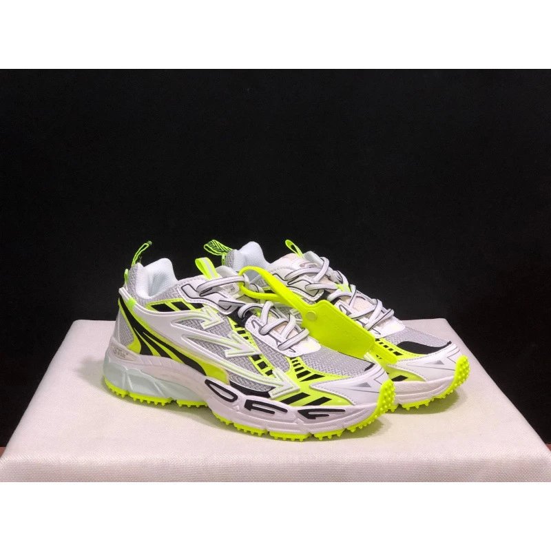 Unbranded Sneakers Chunky mesh with three-arrow side overlays — White yellow green