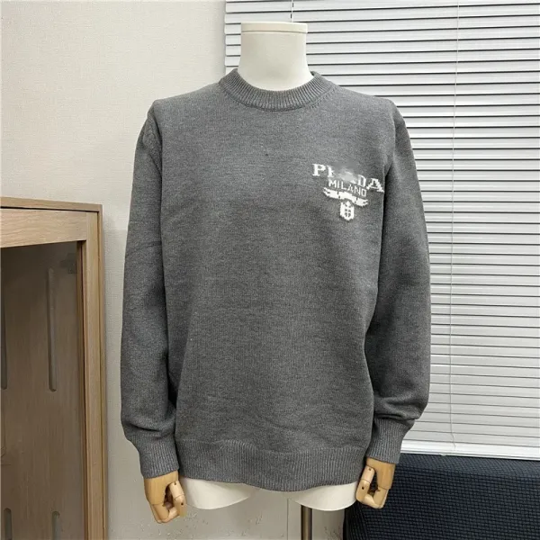 Prada Milano Logo Knit Sweater Gray - 1