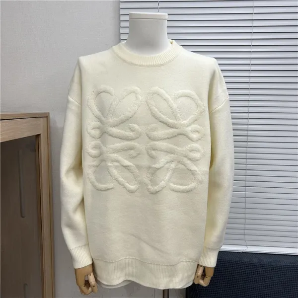 Loewe Anagram Intarsia Knit Cream Sweater - 1