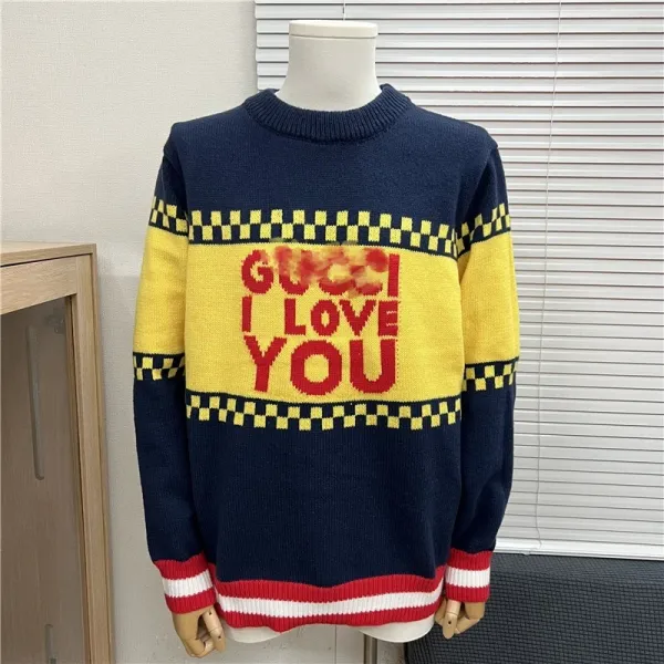 Gucci I Love You Knit Sweater Navy Yellow Red - 1