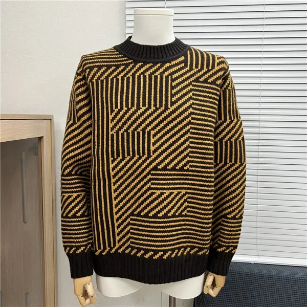 Off-White Geometric Stripe Knit Sweater Multicolor - 1
