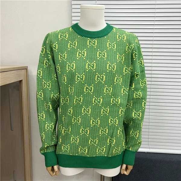 Gucci GG Pattern Knit Sweater Green - 1