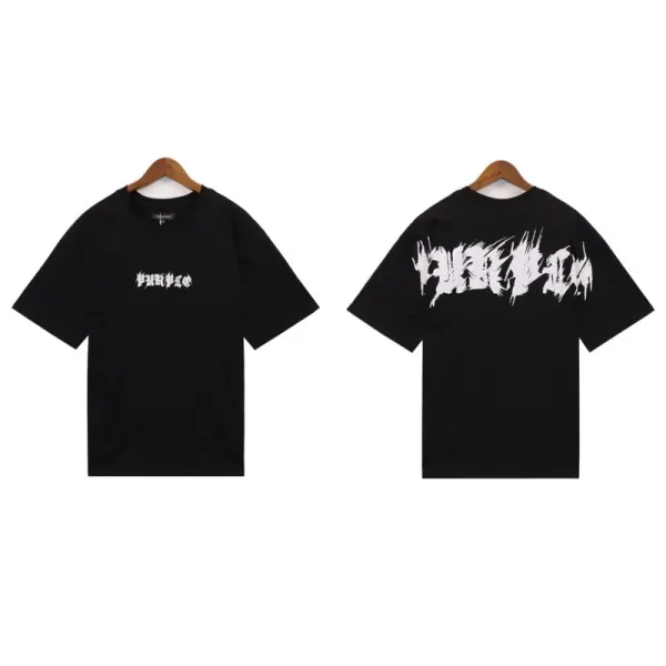 Purple Brand Distorted Logo Black T-Shirt - 1