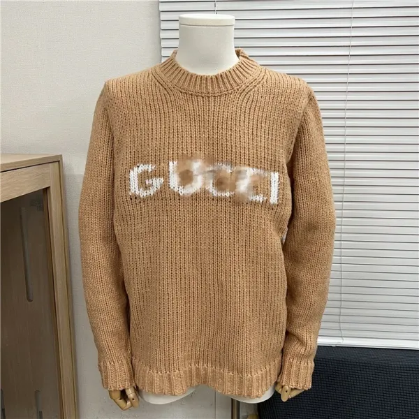 Gucci Logo Knit Sweater Beige Sweater - 1