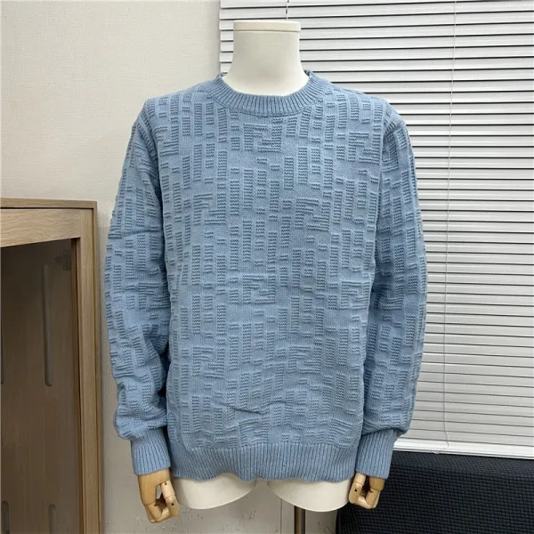 Design Textured Knit Sweater in Powder Blue - 1