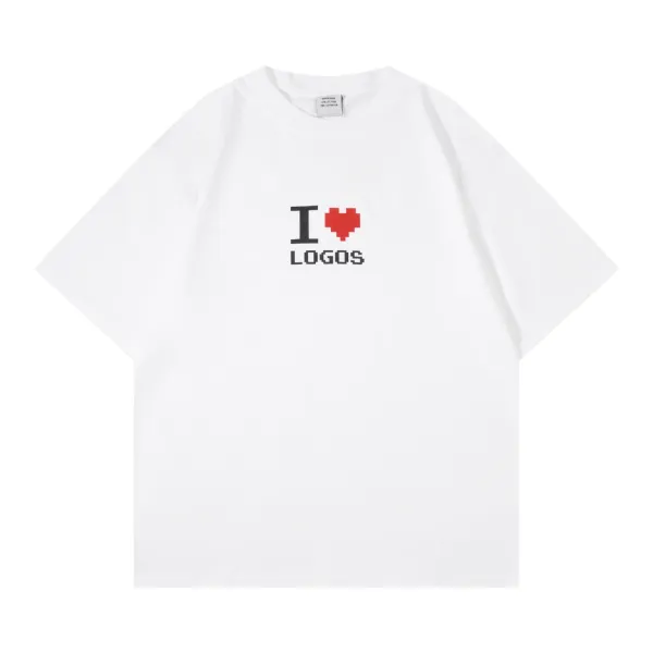 Digital Pionker I ❤️ Logos Pixel Art White T-Shirt - 1