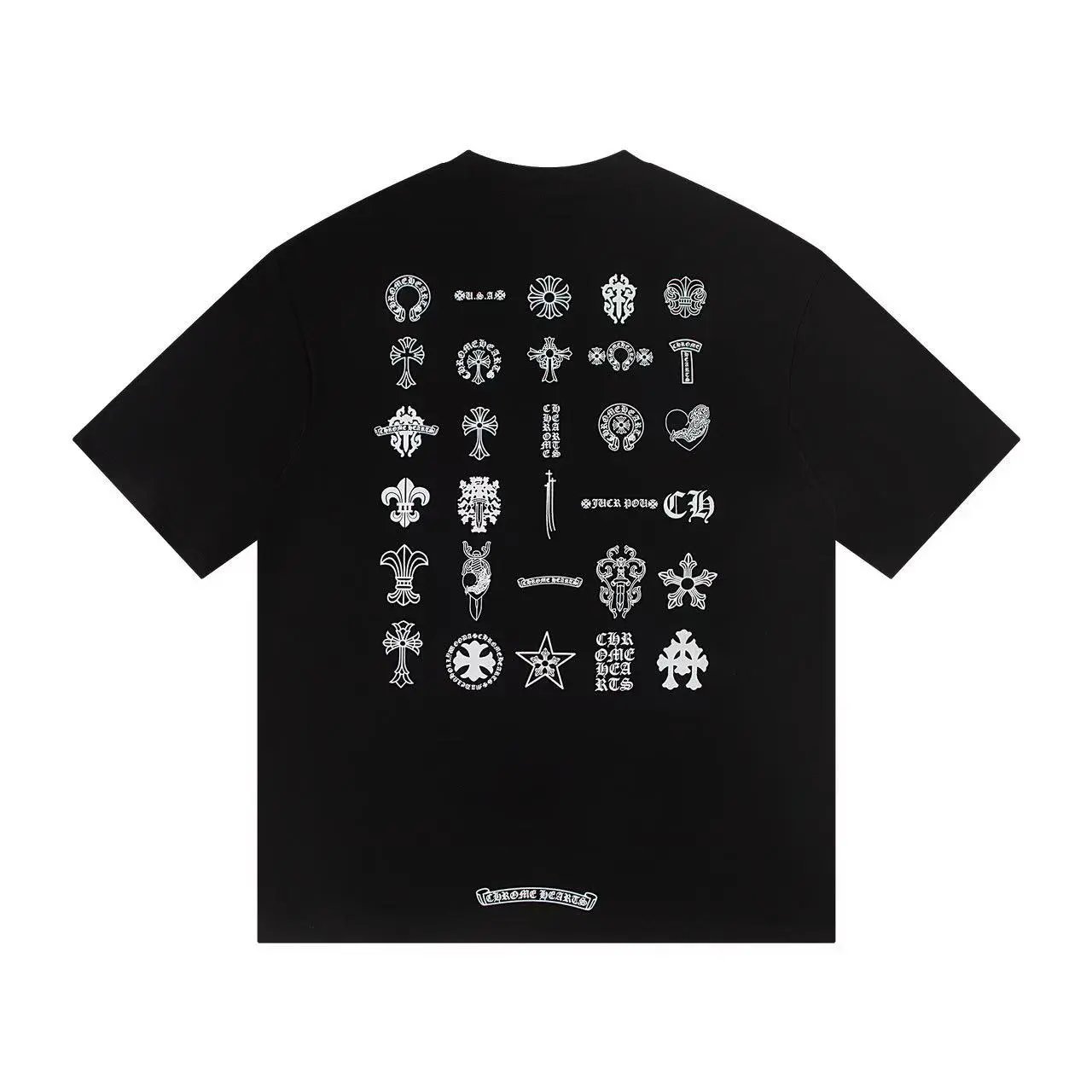 Chrome Hearts T-Shirts Graphic Print — Black [W399]