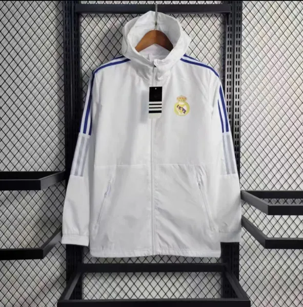 Real Madrid x Adidas Windbreaker White Blue Jacket Outerwear.windbreaker - 1