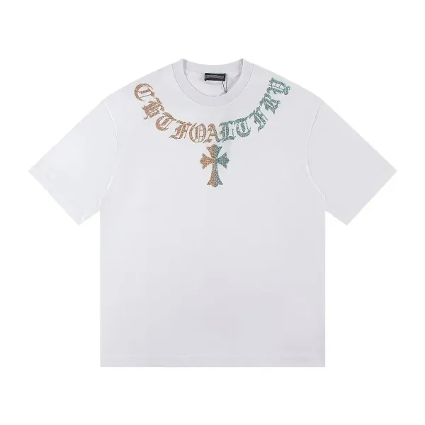 Chrome Hearts x Imposter London Crystal Embellished Cross T-Shirt White - 1