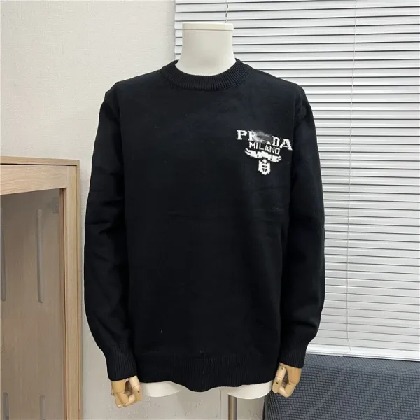 Prada Milano Logo Knit Sweater Black - 1